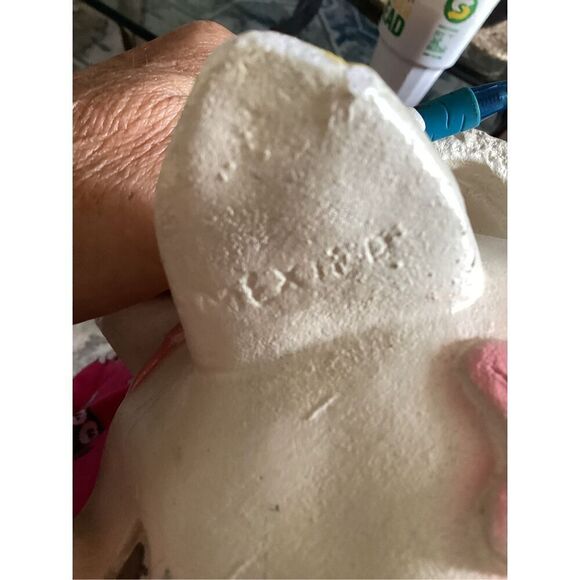 Mexico Folk Art Chalkwsre Plaster Piggy Bank Handmade 1970s Flowers - Picture 9 of 9